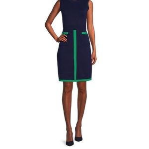 NWT Anne Klein Ladies Knit Dress Navy/Green Size Medium